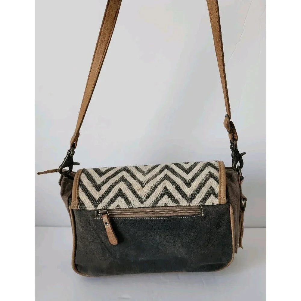 Myra Bag Artistic Chevron Cowhide Shoulder Handbag Crossbody Western Bag Aztec
